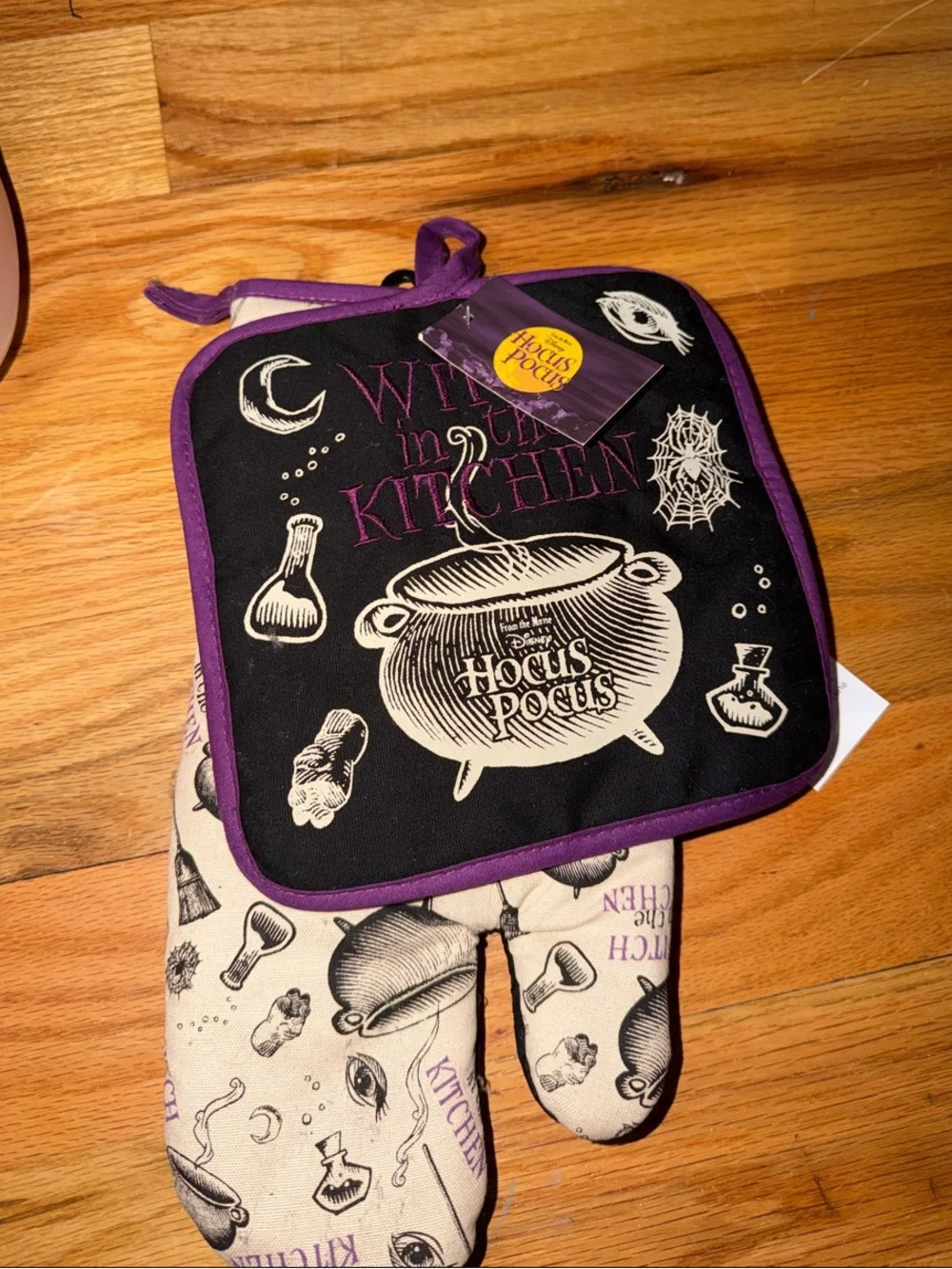Kids Oven Mitt and Pot Holder Set - Black and Purple